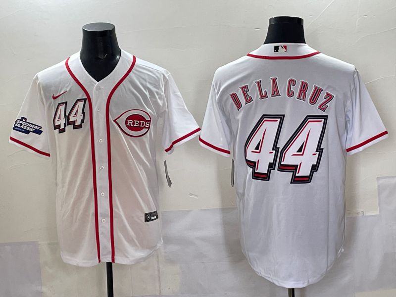 Men 2025 Cincinnati Reds #44 Delacruz White Joint Name Nike MLB Jersey style 010->cincinnati reds->MLB Jersey